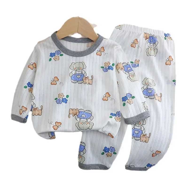 Baby Pajamas Summer Childrens Long-sleeved Trousers Home Clothes Suits Cotton Underwear Thin Pajamas Air-conditioning Clothes H260403
