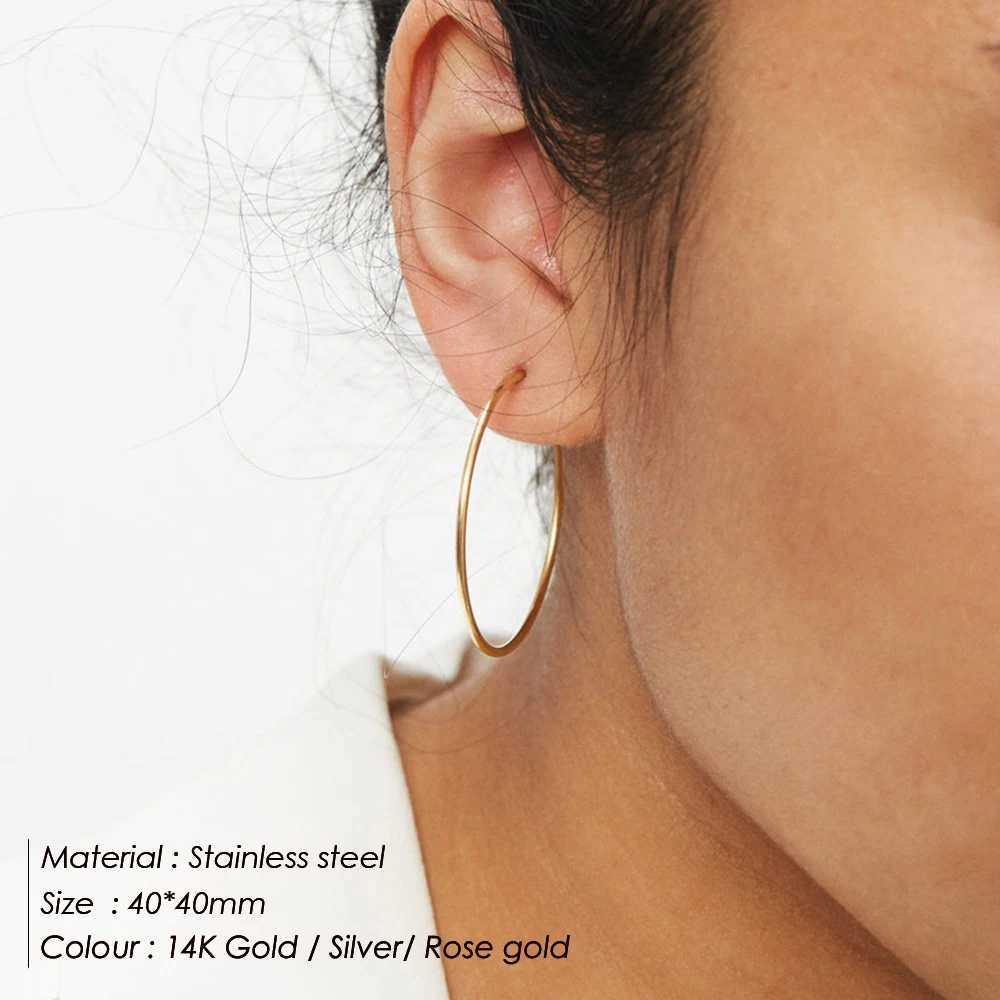 e-Manco 40mm Big Circle Hoop Earrings for Women Large Stainless Steel Earring Women Hyperbole Earrings Fashion Jewellery H260403