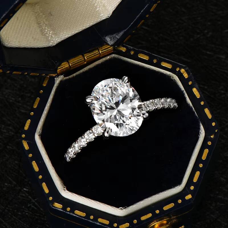 PYQ Luxury 1ct 2ct 3ct 925 Sterling Silver Engagement Rings Oval Cut Moissanite Wedding Rings for Women