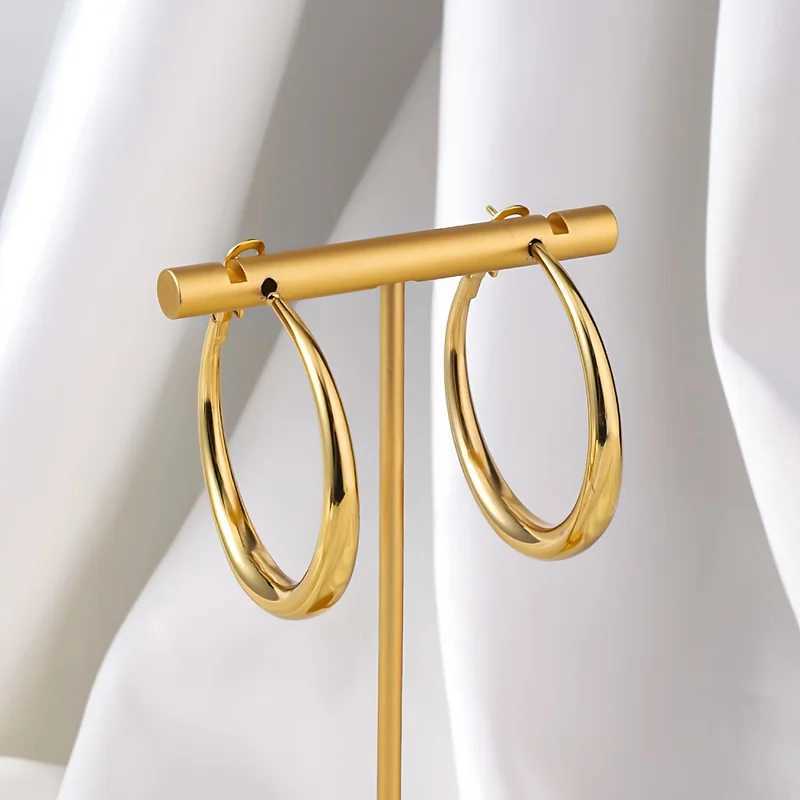 EVISPOL Elegant Golden Hoop Earrings for Women Thick Design Lightweight Comfortable Perfect for Daily Wear or Parties Jewelry H260403