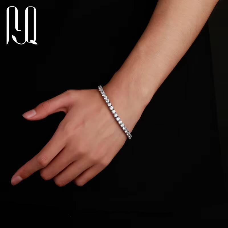 PYQ 925 Sterling Silver Womens Tennis Bracelet with Hidden Clasp VVS DEF Moissanite 3mm 4mm Chain Factory Wholesale