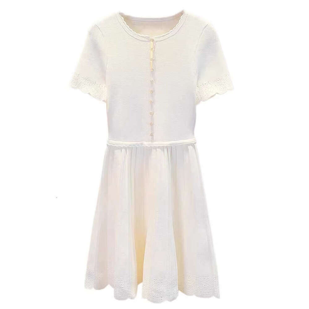 2026 summer new women's designer French k30 elegant slim fit single breasted waist knit pleated skirt