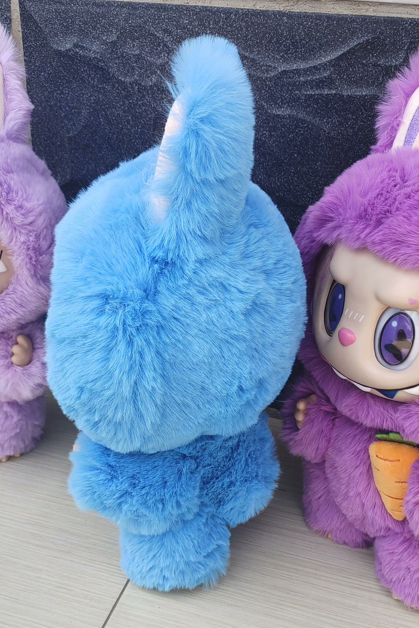 Pink Labubu ZIMOMO Plush Doll Rabbit Ear Stuffed Toy With Carrot For Collection
