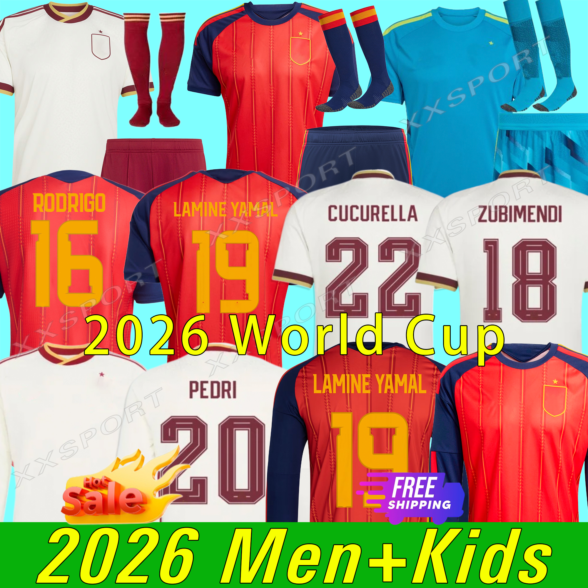 2026 Spain Jersey Kids LAMINE YAMAL Soccer Jerseys PEDRI Carvajal Football Shirt WILLIAMS JR MERINO RODRIGO 2008 2010 2012 A.INIESTA XAVI camiseta espana