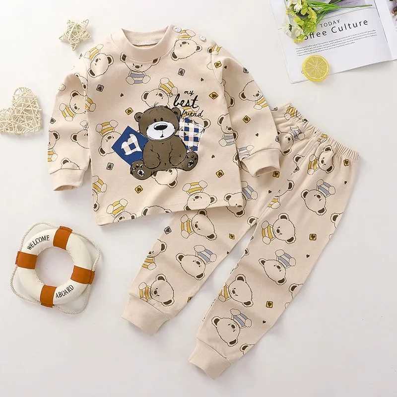 Cartoon Pajamas Suits Childrens Baby Boys Girls Spring Autumn Sleepwear Home Clothes Cotton Autumn Long Trousers Kids Pijamas H260403