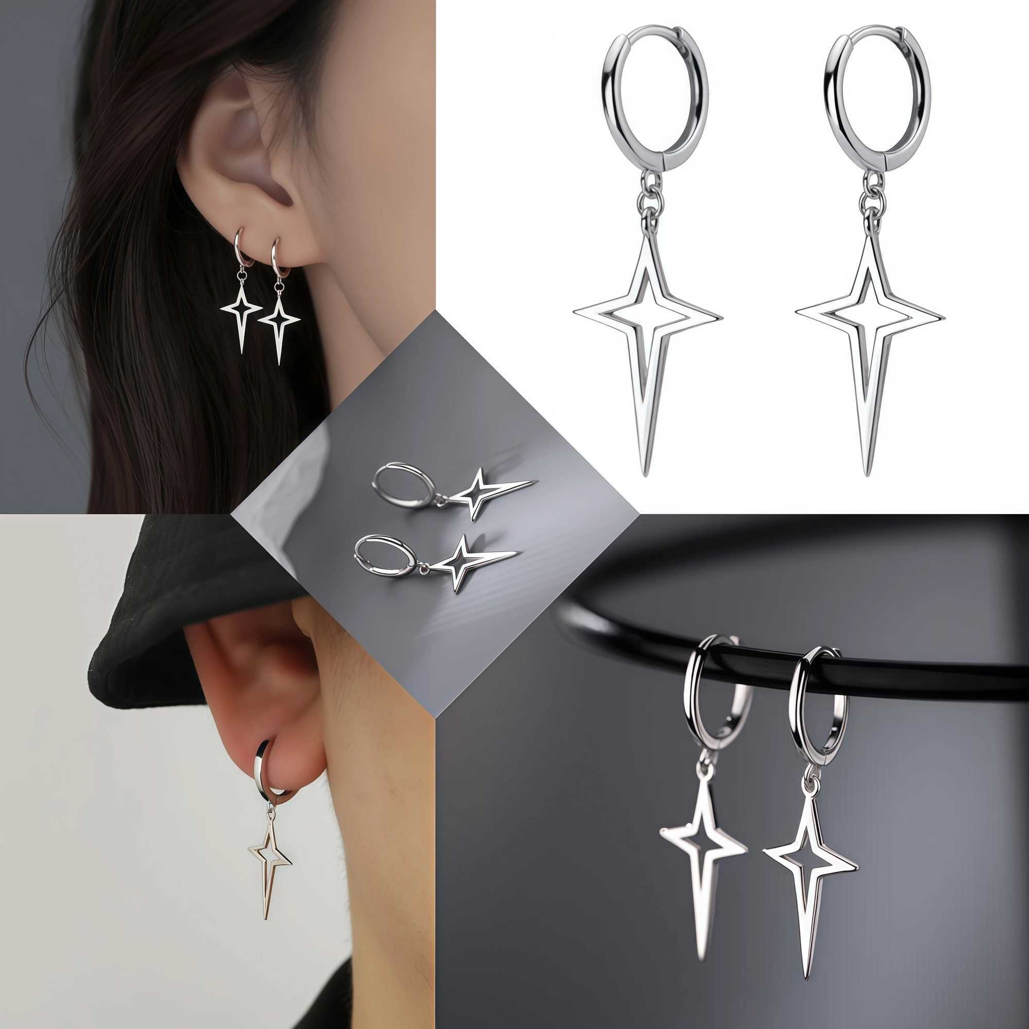 1-10Pairs Star Irregular Cute Womans Stainless Steel Dangling Drop Earrings for Man Romantic Y2K Surge Jewelry Daily Party New H260403