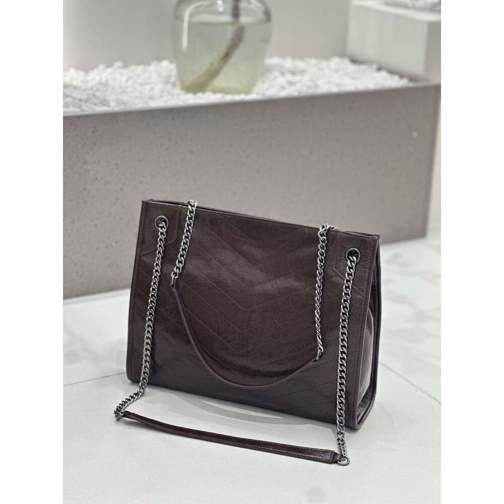 Women's Genuine Leather Bag, First Layer Oil Wax Leather, Shoulder Underarm Bag, Large Capacity Tote Bag, Rhombus Chain Bag, Luxury Ladies Handba