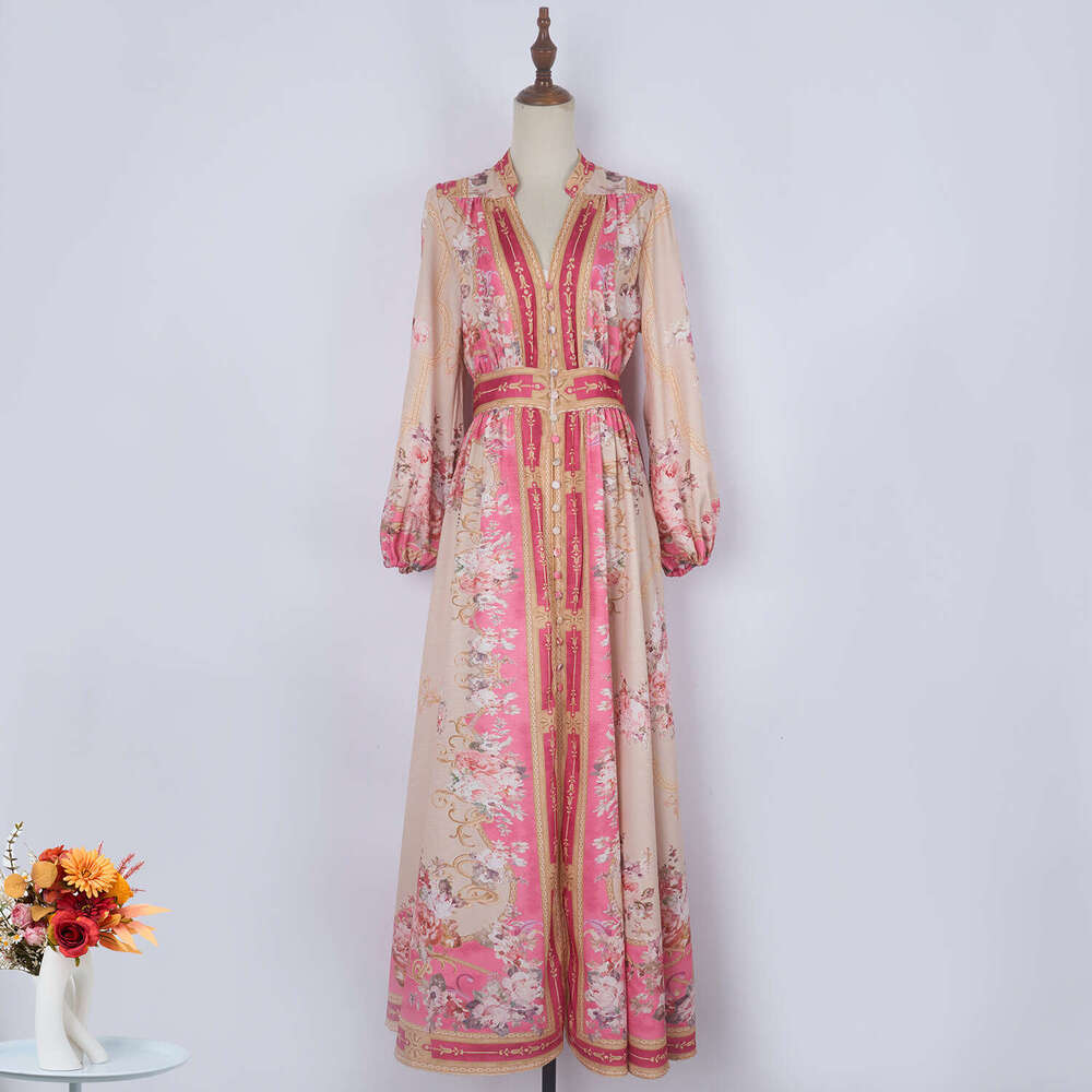 2026 Spring k30 and Summer Designer Holiday Style with Pattern Single breasted Women's Long sleeved Holiday Style Long Skirt