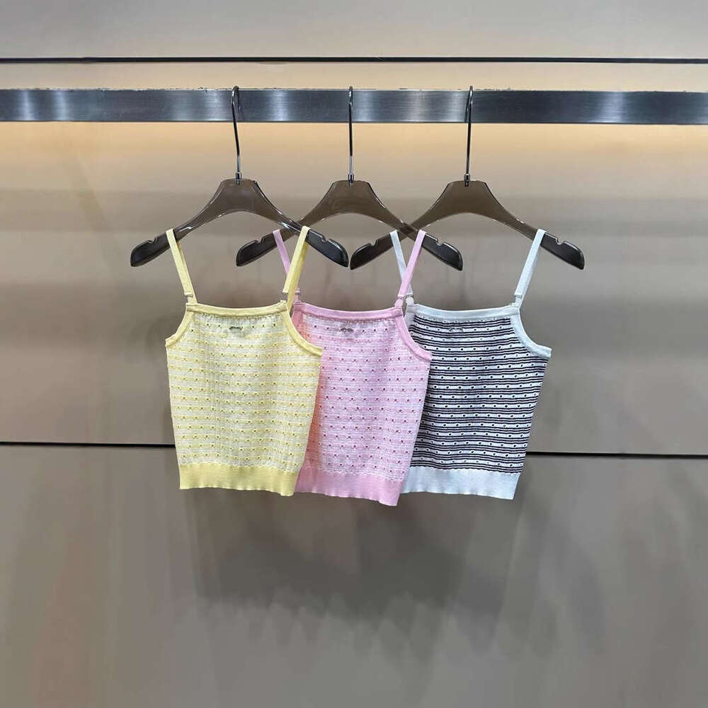 2026 Summer New Style Xiangjia Logo Striped Knit Sleeveless Pullover Slim Fit Versatile Women's Tank Top