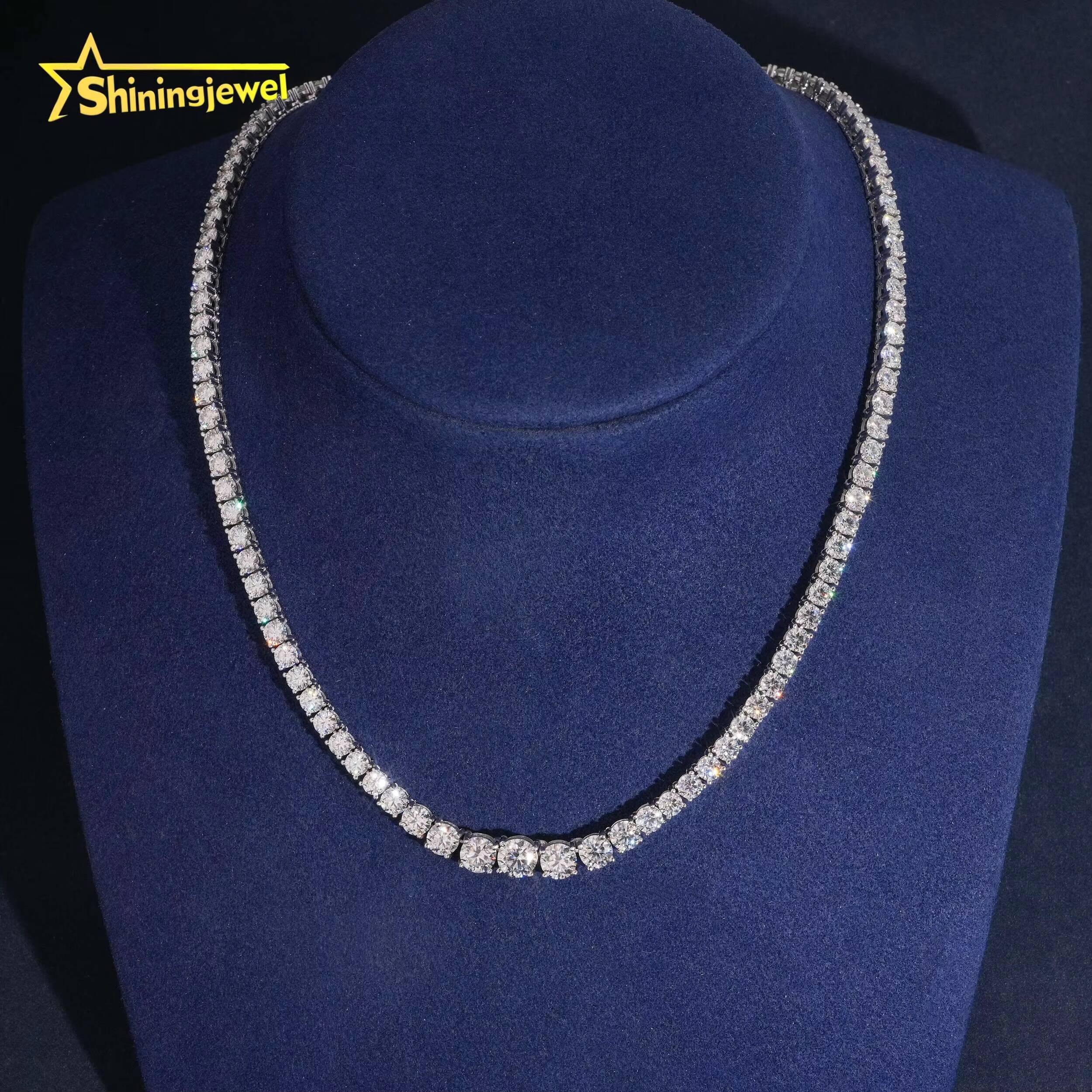Ladies Elegant 925 Silver Moissanite Tennis Necklace Fine Jewelry Iced Out 4mm GRA Certificated Moissanite Tennis Chain