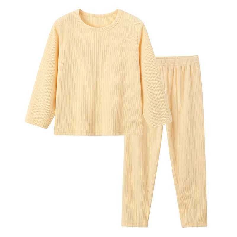 1/2 Piece Solid Color Pit Long-sleeved Trousers For Children In Autumn And Winter Suit For Boys And Girls Casual Joker Warm Vest H260403