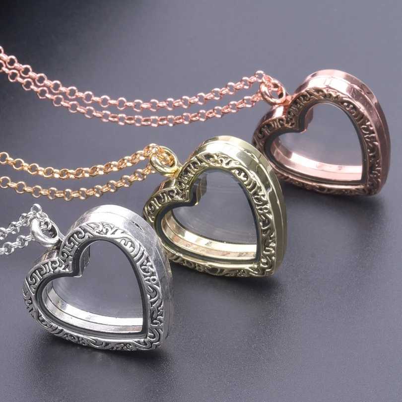 1Pc Trendy Sweet Love Glass Reliquary Photo Locket Pendant Necklaces Goth Heart Cremation Ashes Urn Relicario Collares Jewelry H260403