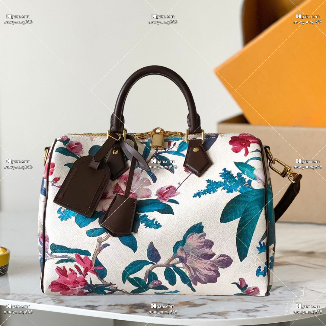 12A Upgrade Mirror Quality Designer Soft 30 Handbags for Women Luxury Flowers Pillow Bag Canvas Genuine Leather Bags Brown Shoulder Strap Purse M29066