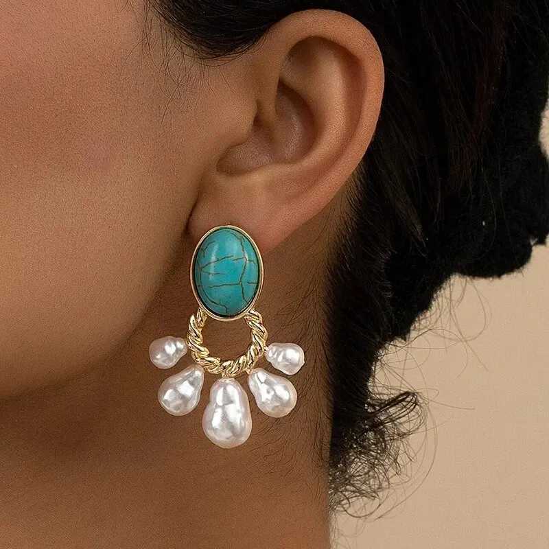 Women Red Heart Shape Resin Board Drop Earrings Turquoise Stone Pearl Bowknot Drop Earring Epoxy Cross Charm Long Tassel Earring H260403