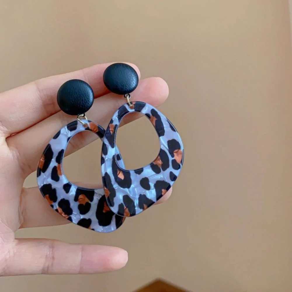 Retro Exaggerated Irregular Geometry Leopard Print Acrylic Pendant Earrings for Women Charm Personality Dangle Earrings Jewelry H260403