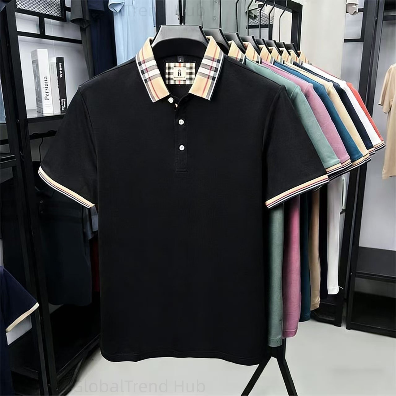 men polos summer casual solid color polo shirt slim fit lapel short sleeve top versatile collar for a slimmer silhouette size m-4xl