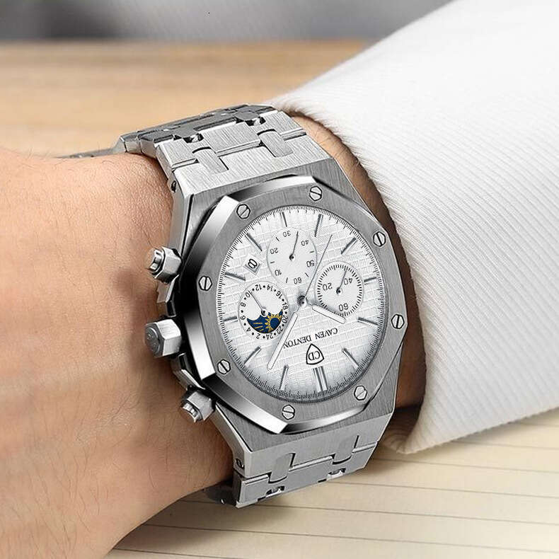 Foreign Trade Hot-Selling Waterproof High-End Fashion Dial Steel Band Multi-Function Men's Quartz Watch