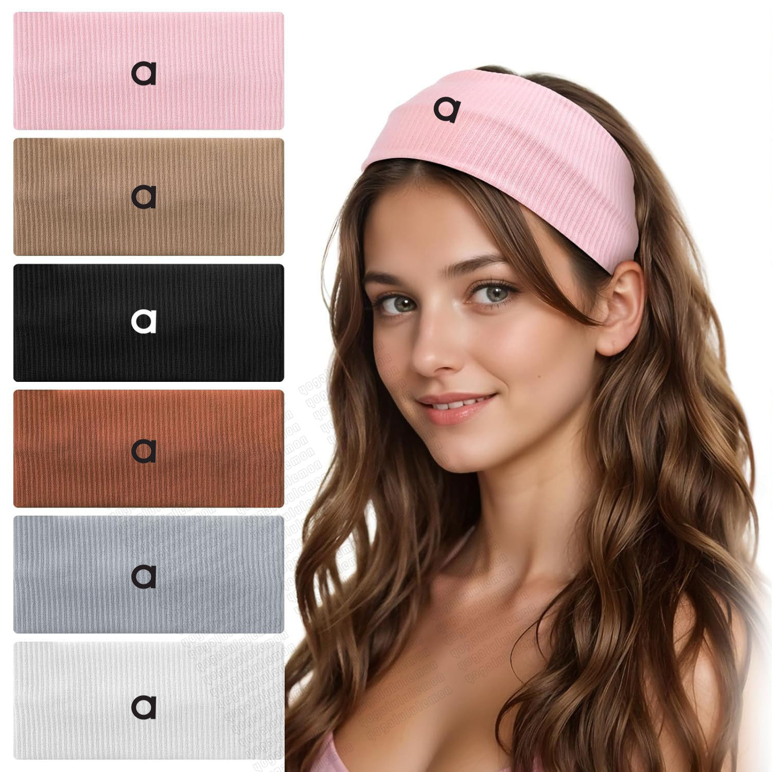 Hot selling women's yoga wide knit solid color headband, outdoor sports elastic anti slip headband, fitness headband with wide edge