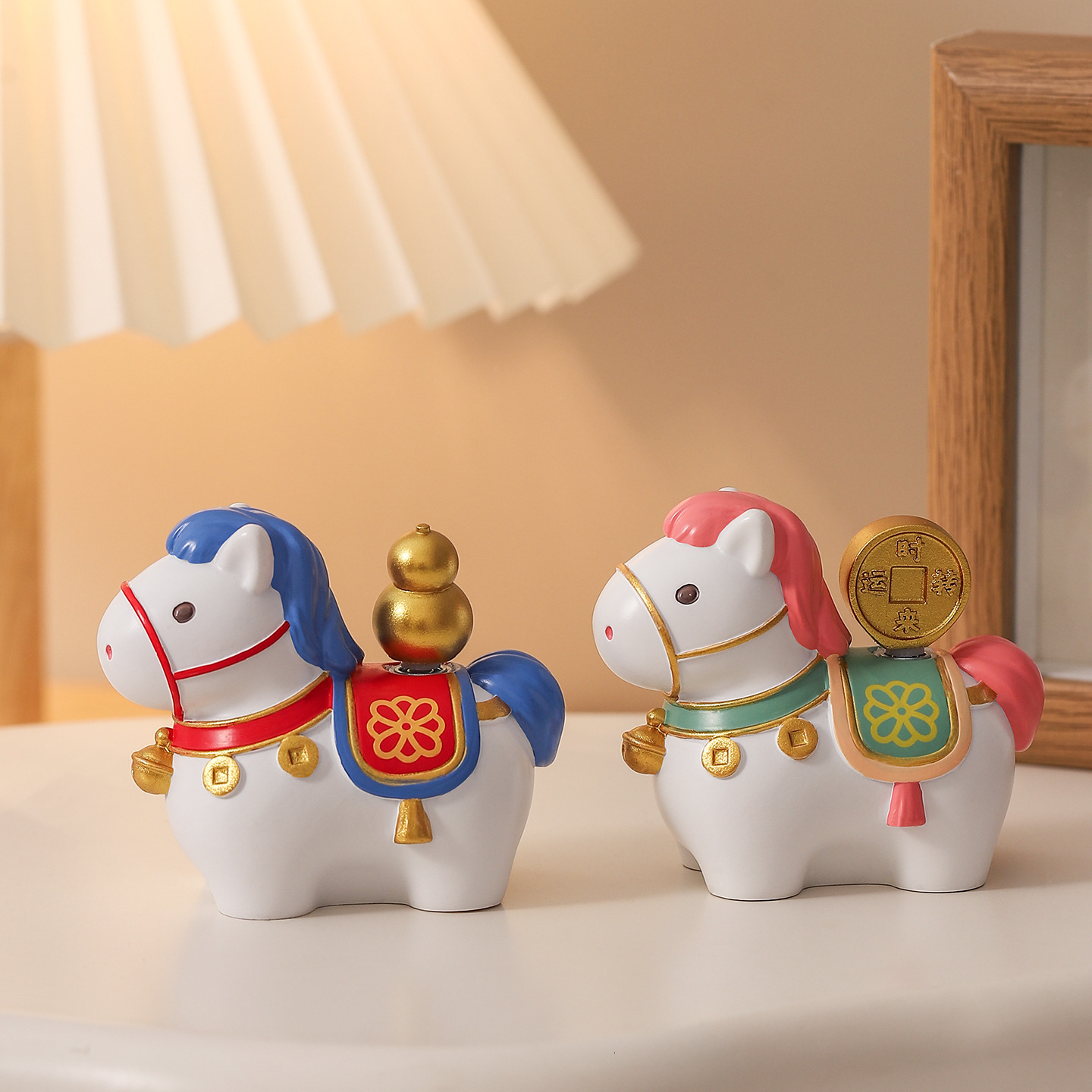 Rotatable Resin Horse Year Of The Horse Mascot Ornament Get Rich Quickly Office Desk Decoration Emotional Stability Wealth Attracting Decor
