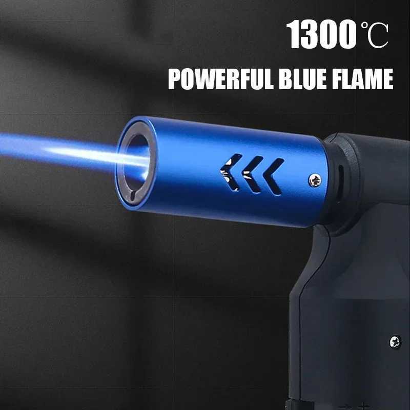 HS Metal Butane Torch Lighter, Jet Flame Butane Lighter with Auto-Extinguish Safety, Black Textured Handle, Over 10,000 Ignitions - view 4