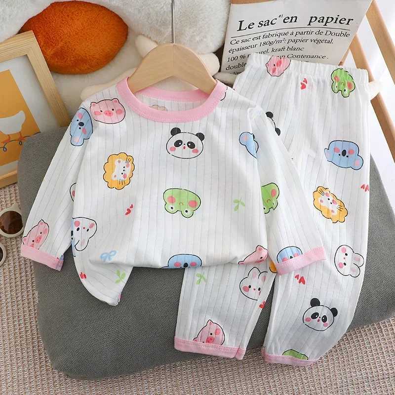 Baby Pajamas Summer Childrens Long-sleeved Trousers Home Clothes Suits Cotton Underwear Thin Pajamas Air-conditioning Clothes H260403