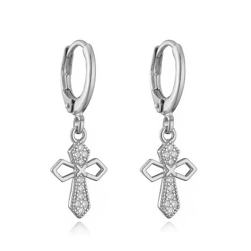 S925 sterling silver cross heart flower pendant hoop earrings women retro vintage elegant earrings fine jewelry findings SE36 H260403