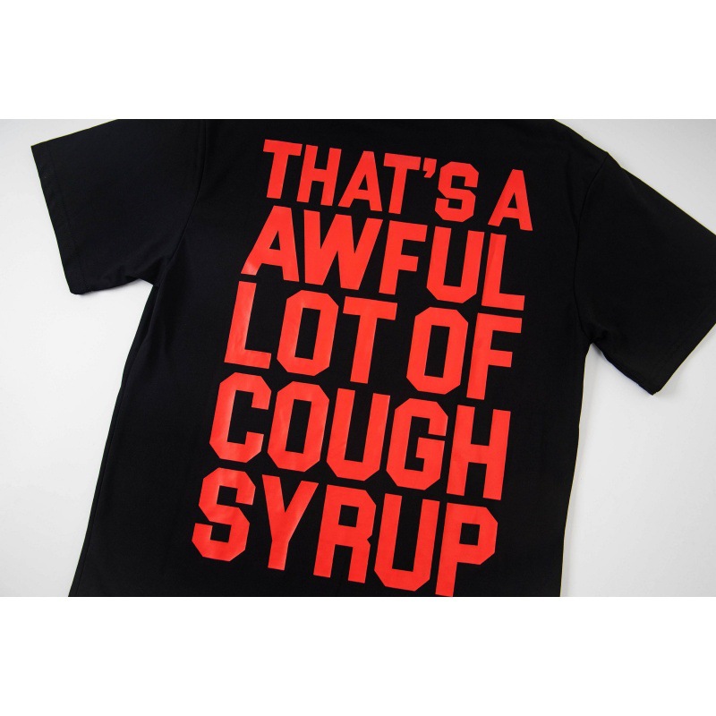 American style trendy high street loose short sleeved Cough Syrup printed letter T-shirt
