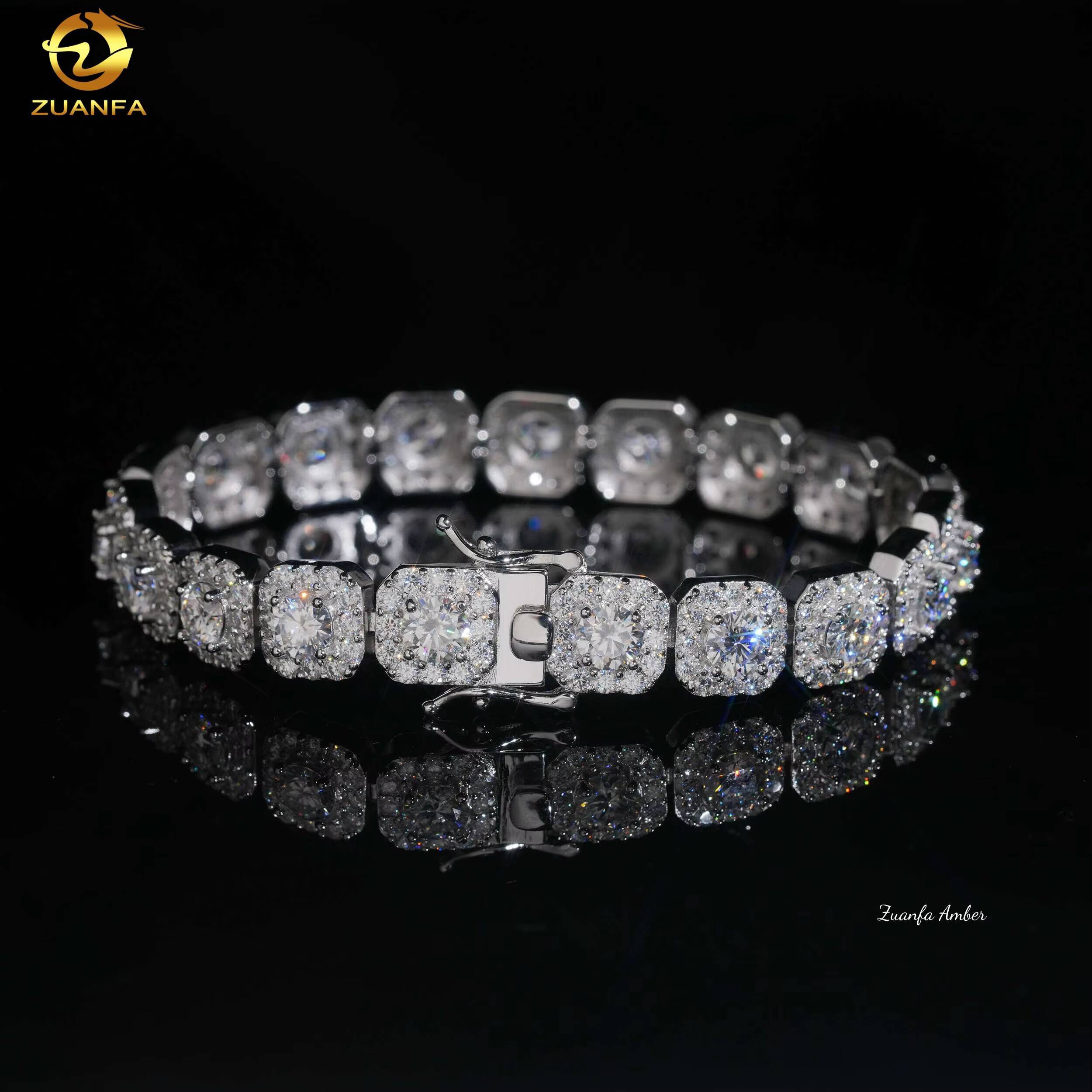 Vintage Rapper Jewelry 10mm Hip Hop Jewelry Iced Out Moissanite Cuban Bracelet 925 Silver Moissanite Cuban Link Bracelet