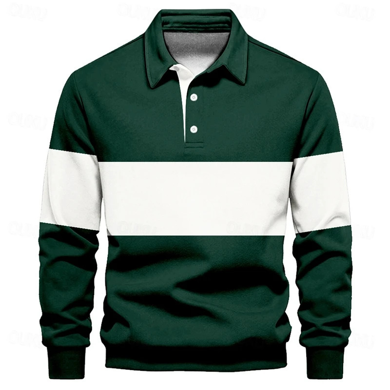 Simple Fashion Striped Polo Shirts For Men Casual Autumn Long Sleeve 3D Printed Golf Polo Shirt Loose Breathable Lapel Tops 260403 - view 6