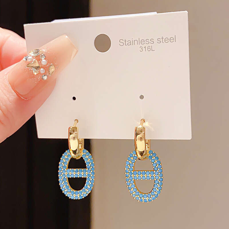 European and American Personality Diamond-Studded Pig Nose Geometric Ear Cuff Fashion Simple Elegant Niche High-End Ins Style Earrings for Women