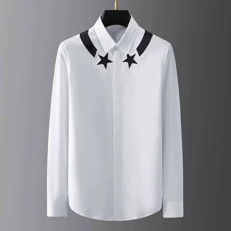 High-end mens shirt printed mens shirt long-sleeved lapel shirt daily outdoor shopping comfortable fabric large size xs-6xl 260402