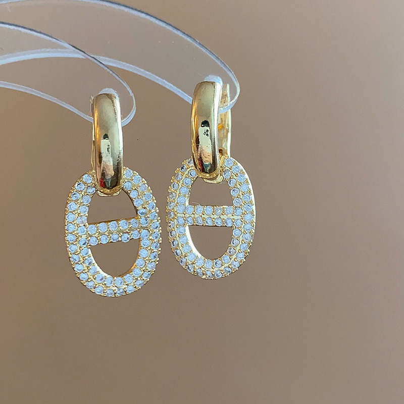 European and American Personality Diamond-Studded Pig Nose Geometric Ear Cuff Fashion Simple Elegant Niche High-End Ins Style Earrings for Women