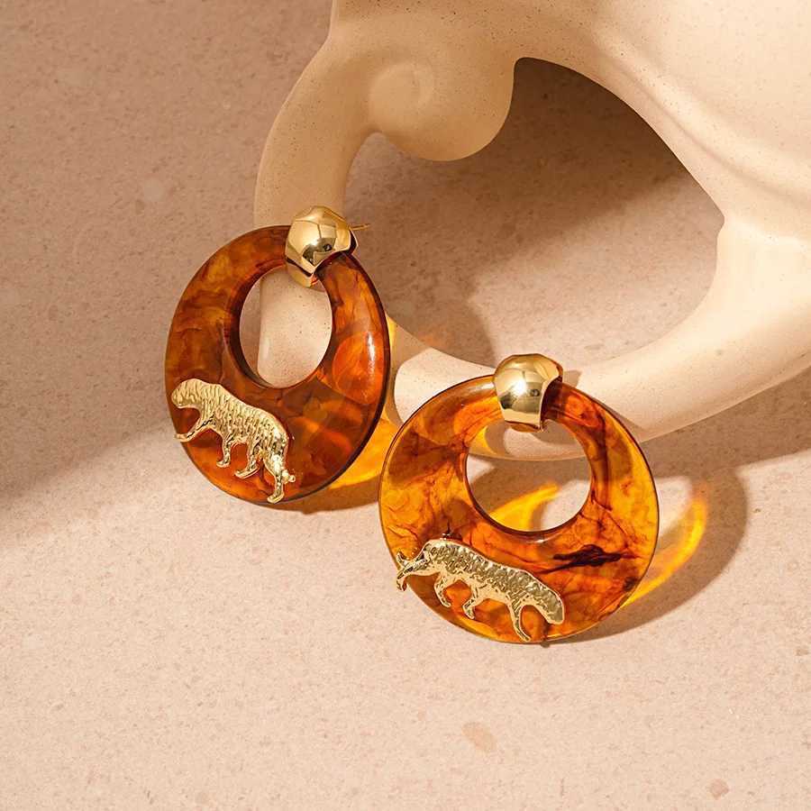 Vintage Maillard Ring Inlaid Leopard Tiger Pendant Earrings Fashionable Womens Style High End Jewelry Accessories Wholesale H260403