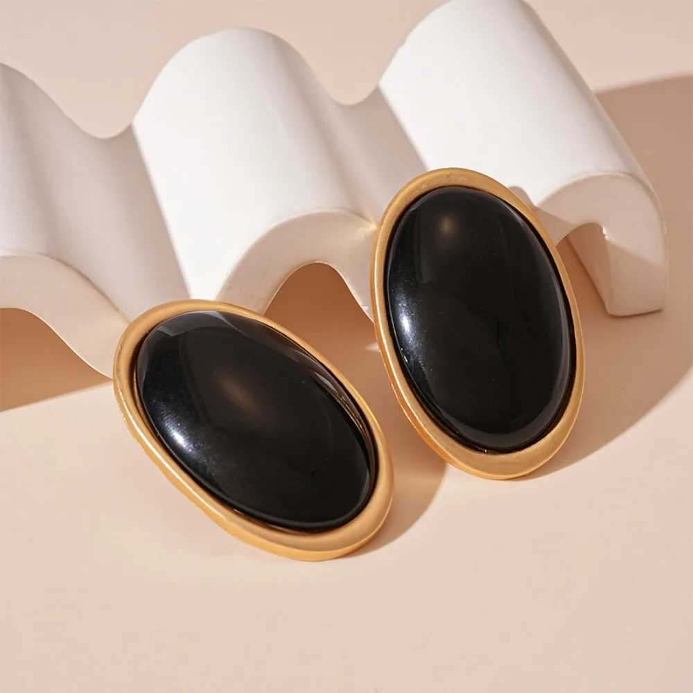 Exaggeration Retro Geometric Ellipse Resin Stud Earrings for Women Personality Charm Wedding Bride Party Jewelry No Fade Gift H260403