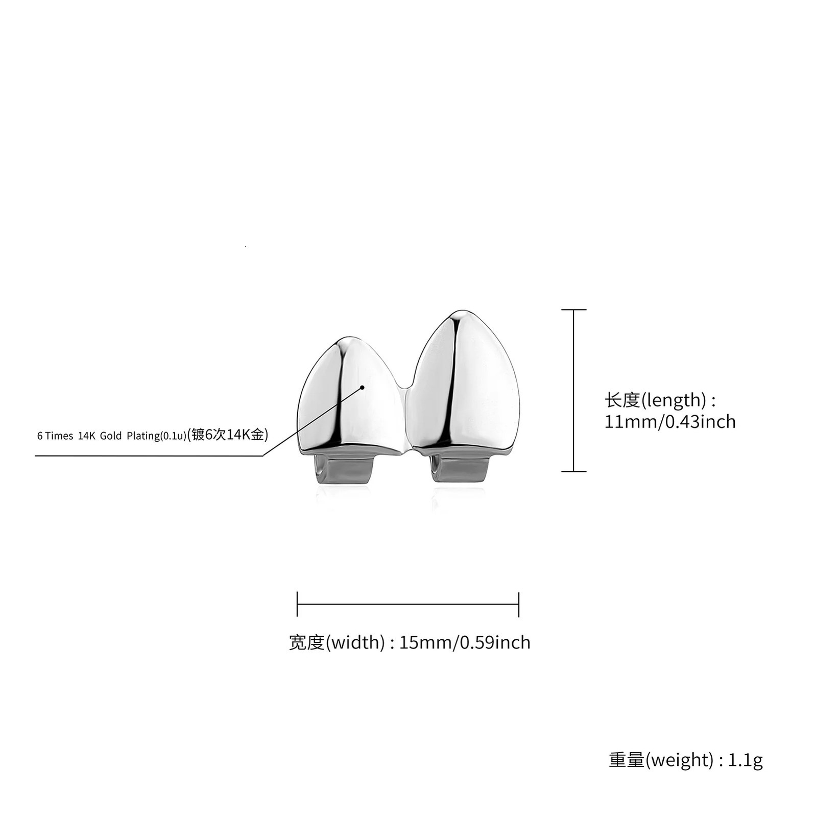 Silver Geometric Dental Grills, Cartoon Style Teeth Caps, Gold Fangs Vampire Teeth Caps - view 7