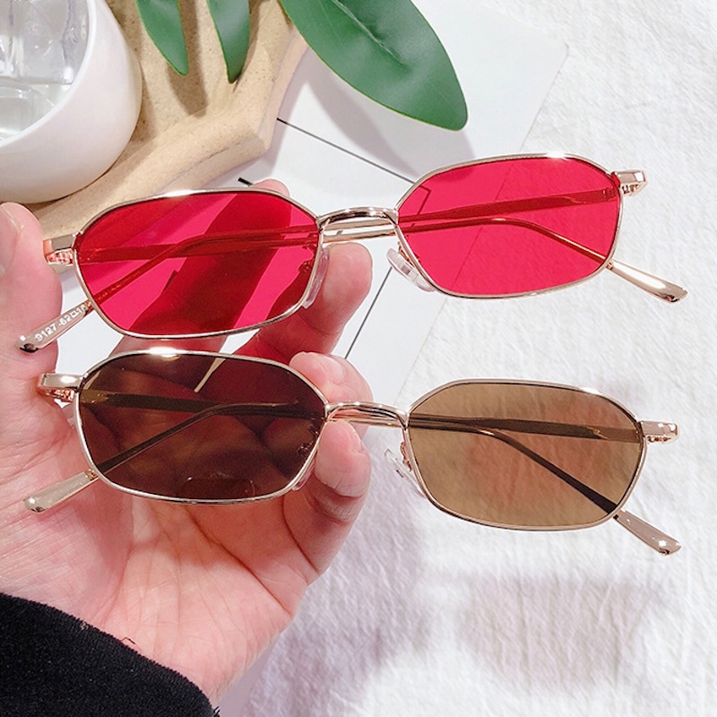 CB Small Square Sunglasses Women Men Brand Steampunk Metal Frame Sunglasses Men Retro Glasses UV400 Eyeglasses Summer Beach Outdoor Travel Fashion Acc