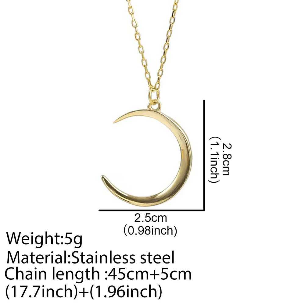 DOTIFI Stainless Steel Necklace Delicate Vintage Crescent Moon Shaped Pendant Lock Bone Chain For Women Jewelry Party Matching H260403