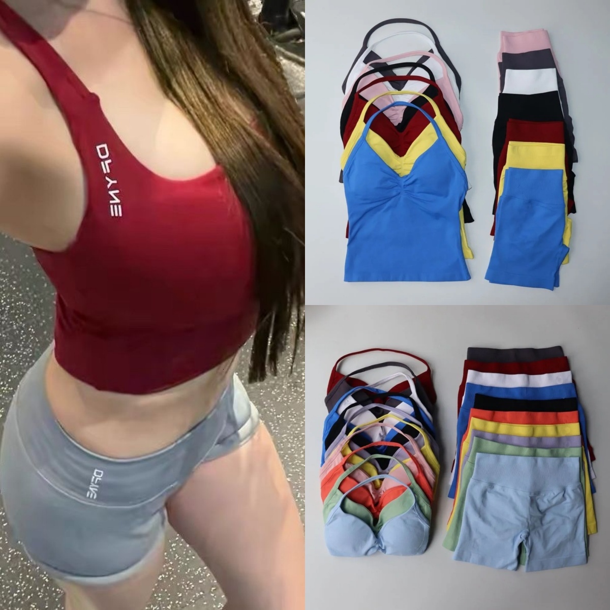 Women 2 Piece Yoga Set Strappy Sports Bra High Waist Scrunch Shorts Backless Workout Seamless Fitness Gym Sportswear