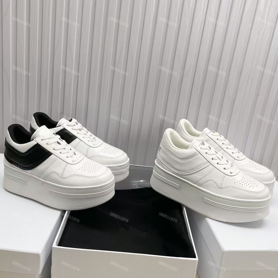 luxury designer dress shoes for womens 100% cowhide leather Arc de Triomphe Plattform loafers thick soled lace up Little white shoes 35-41 Factory shoes