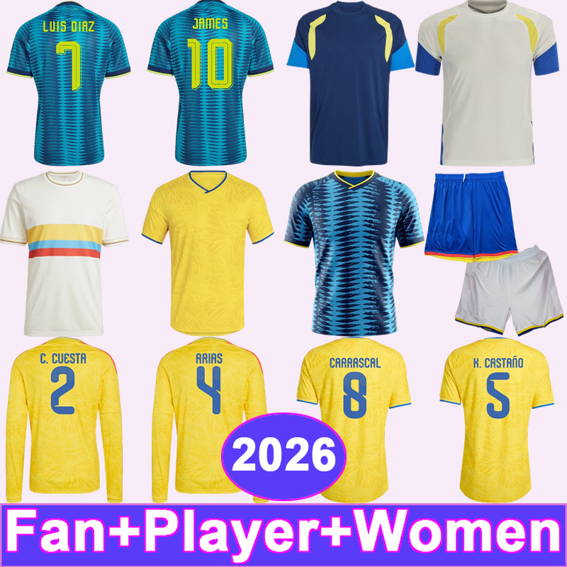 24 26 Colombia Mens Womens PLayer Soccer Jerseys National Team LUIS DIAZ BORRE CARRASCAL MOSQUERA ARIAS Home Away Training Wear Football Shirts