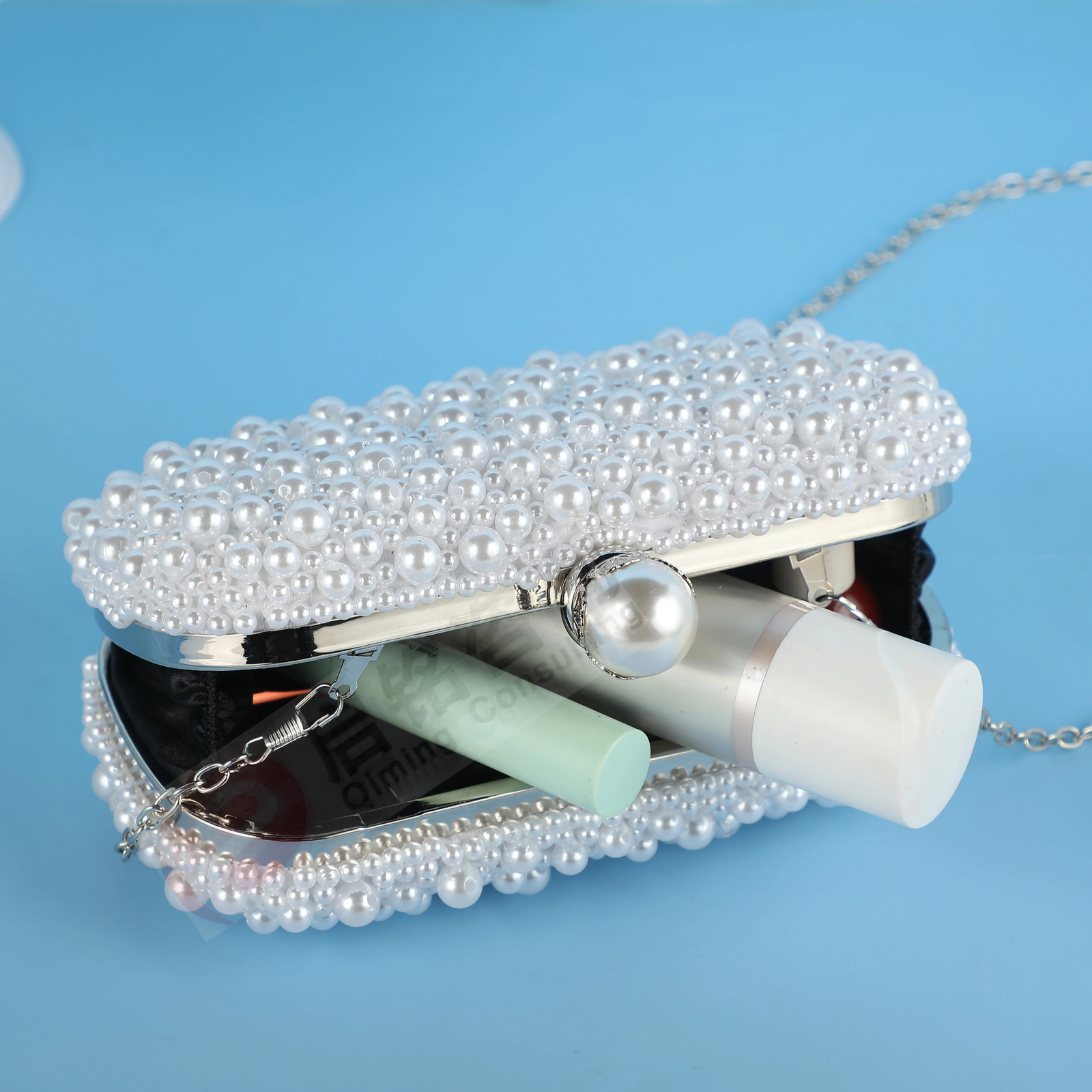 handmade wedding evening bag chain shoulder Full Beaded clutch Ladies Artificial Pearls Handbag for Wedding Party 260317