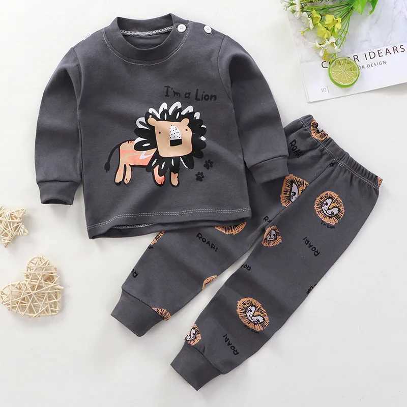 New Child Pure Cotton Underwear Two Piece Boys And Girls Autumn Clothes Toddler Cartoon Long Sleeve Pajama Suits Home Wear H260403