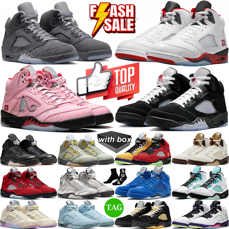 With Box 5 5s Designer Basketball Shoes Black Metallic Wolf Grey Aqua Georgetown Raging Bull Sail Off Noir Comfort Casual Trainers for Men and Women Size 36-47