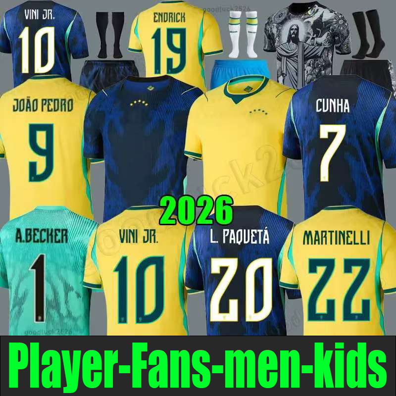 2026 brazil Jersey 2025 Soccer Football Shirts Rodrygo vini jr Raphinha Savinho Endrick Joelinton brasil National Team camisa de futebol 26 27 Men KIDS fans plaayer