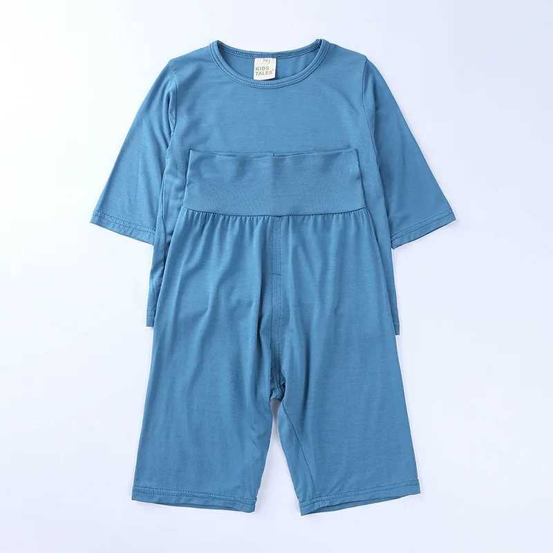 2Pcs/Set High Waist Modal Baby Children Pajamas Set Cute Solid Short Sleeve Home Sleepwear Set for 0-7 Years Old H260403