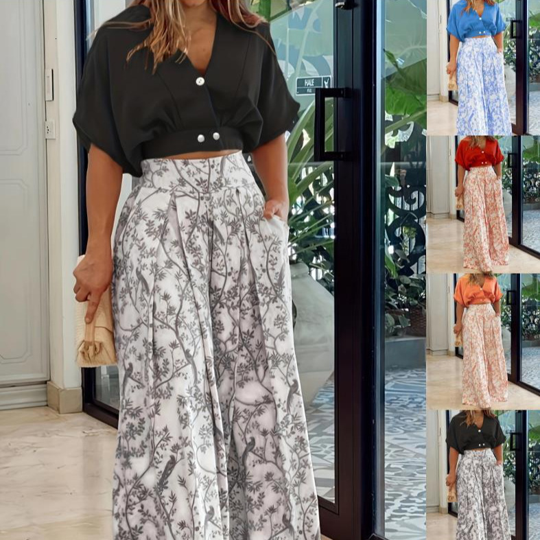 Spring Autumn Women's Set Three Piece Loose ShirtSolid SweaterHigh Waist Wide Leg Pants Retro Casual Three Piece Set 240106