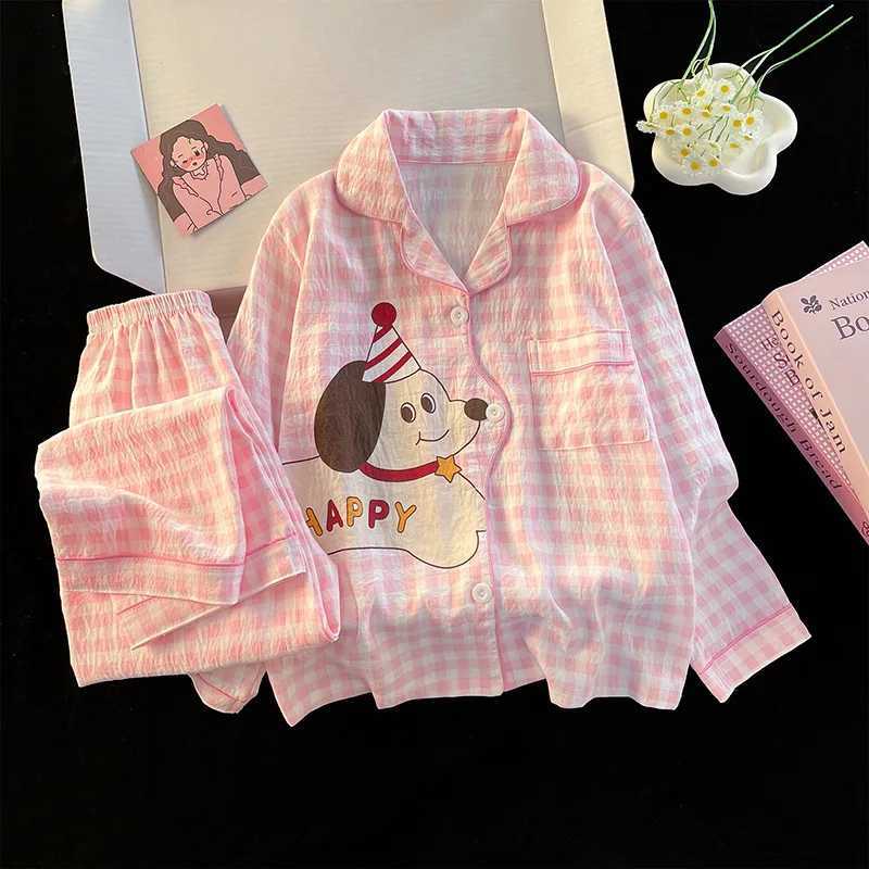 Kawaii Capybara Cartoon Children Pajamas Girls Fashion 2026 Spring Princess Lace Long Sleeves Pants Cotton Student Home Clothes H260403