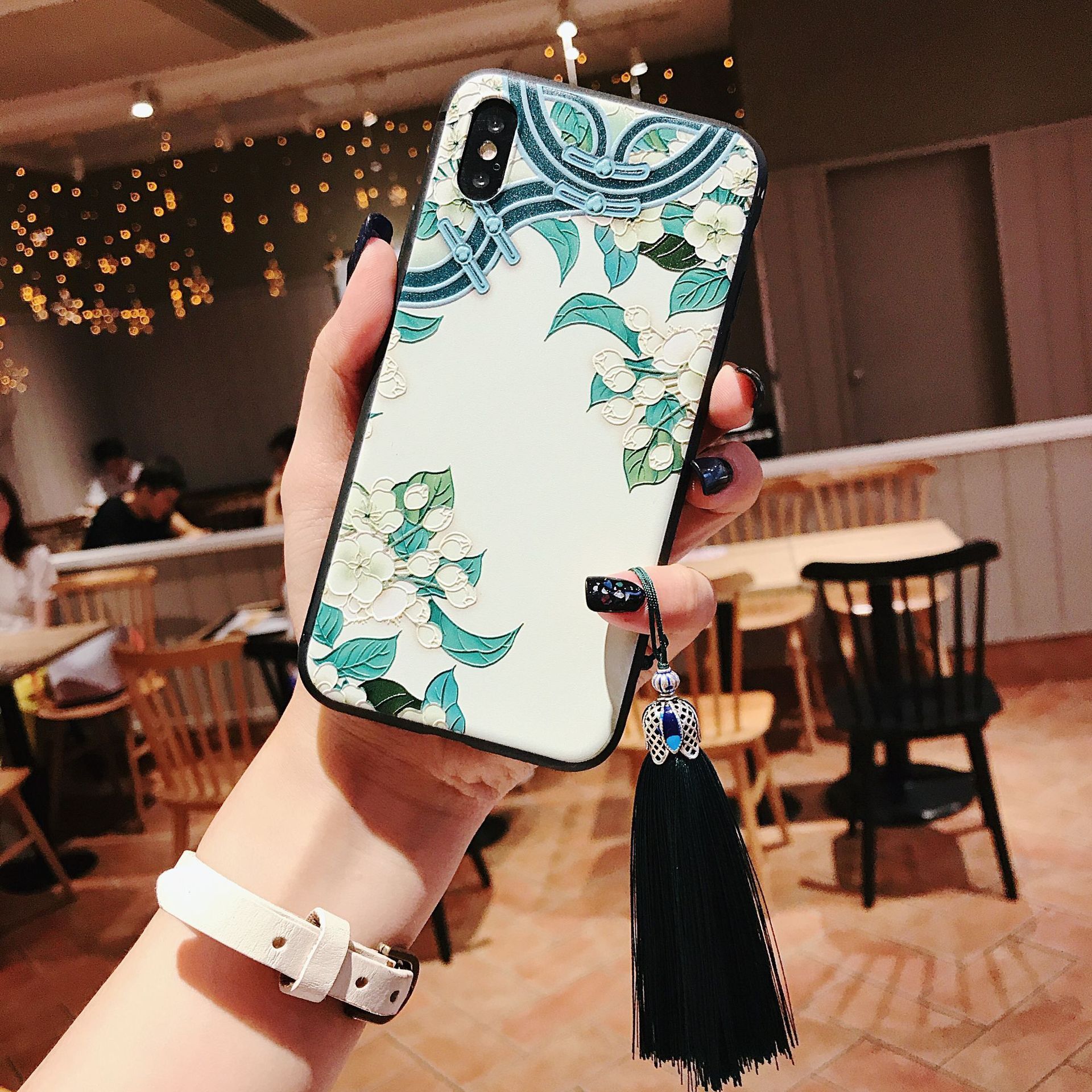 Luxury Designer Oriental Cheongsam Pattern Phone Case Premium Embossed Floral Bird Protective Shell For Iphone High-end Traditional Accessory