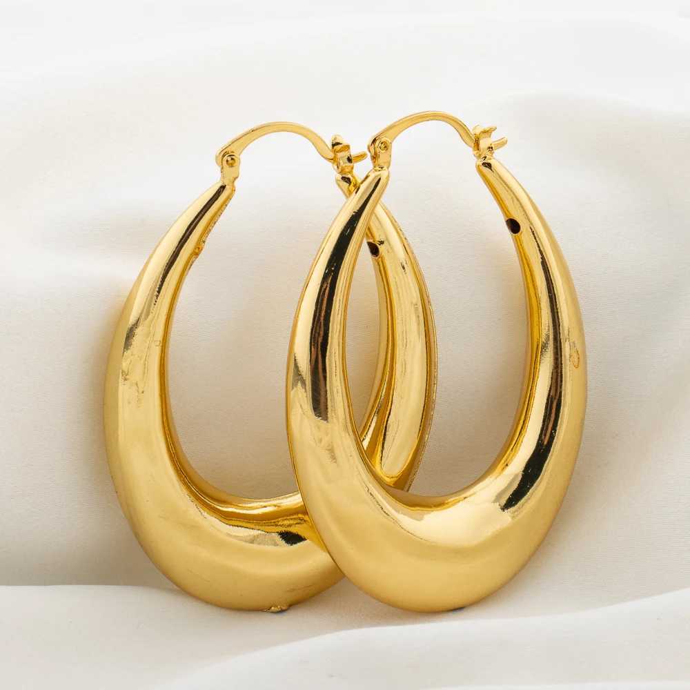 Fashion Hoop Earrings For Women 18k Gold Color Delicate Earrings Engagement Wedding Jewelry Elegant Thick Round Circle Jewellry H260403