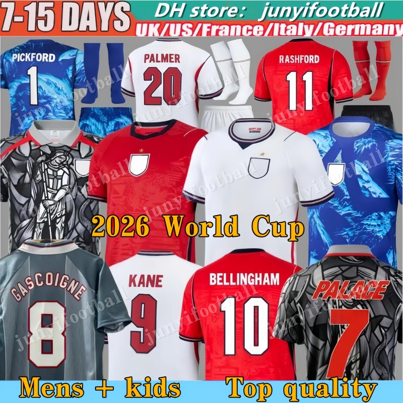 England football shirt World Cup 2026 KANE SAKA england kit 26 27 Soccer Jerseys BELLINGHAM RICE FODEN National Team Kids full Kit retro football tops shirt